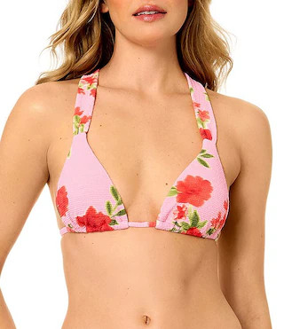 GB Floraflage Pink Scrunchie Textured Wide Strap Triangle Swim Top & Floraflage Pink Scrunchie Te... | Dillard's
