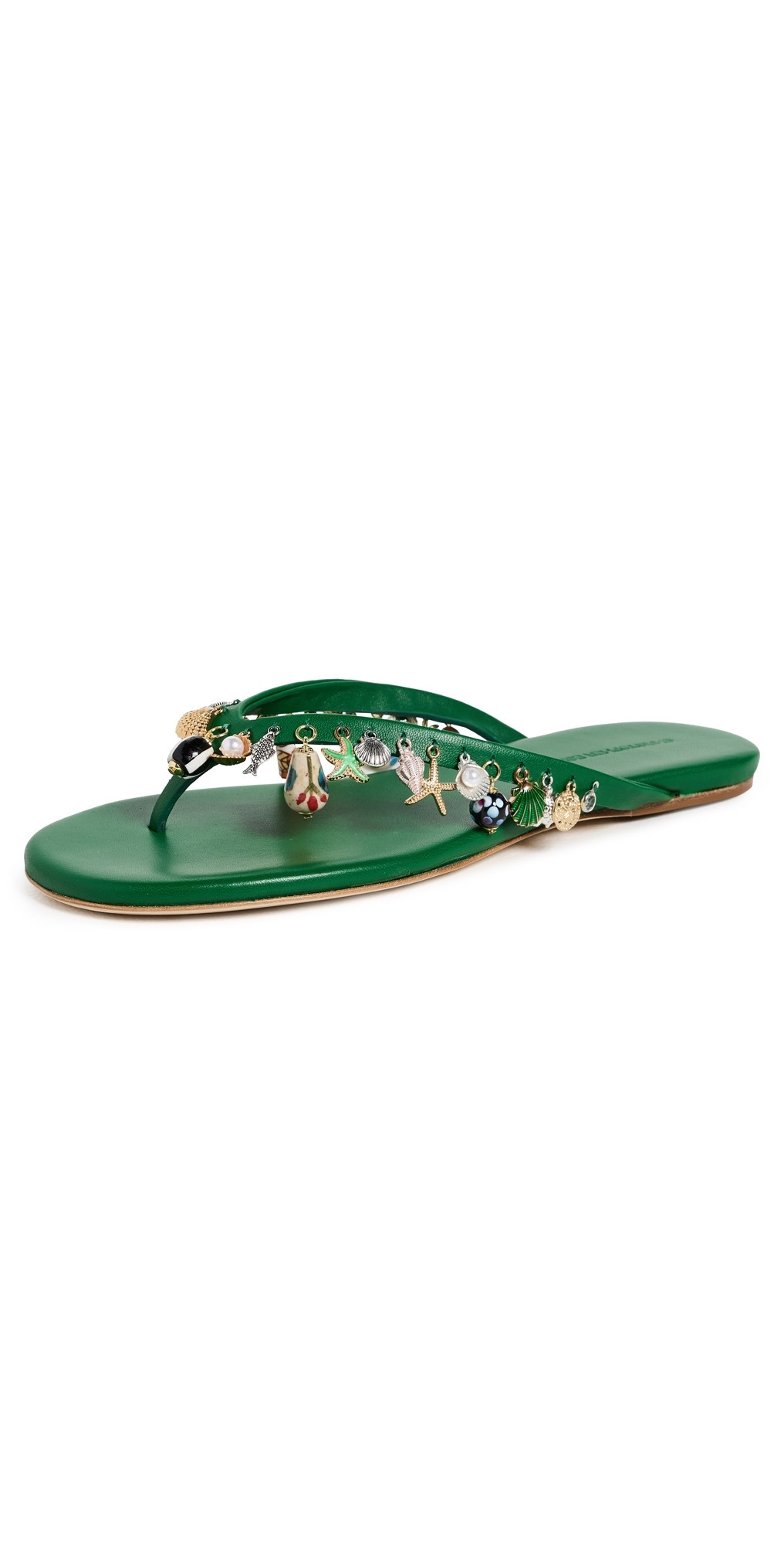 Christopher Esber Memento Charm Flip Flops Malachite 41 | Shopbop