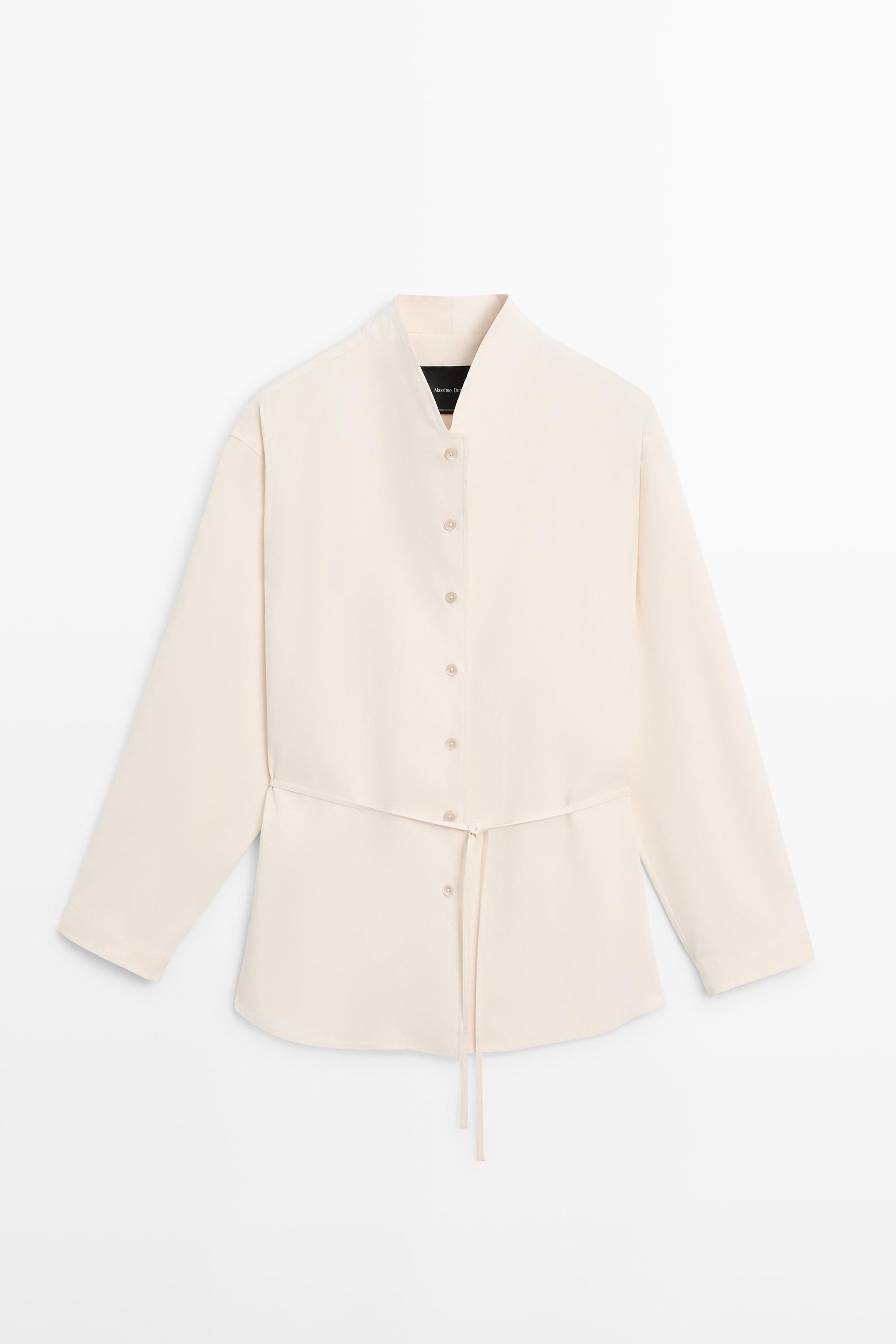 Flowing overshirt with collar detail | Massimo Dutti US