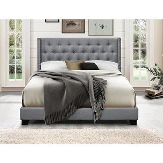 Brady Upholstered Tufted Wingback Panel Bed | Overstock.com Shopping - The Best Deals on Beds | 3... | Bed Bath & Beyond