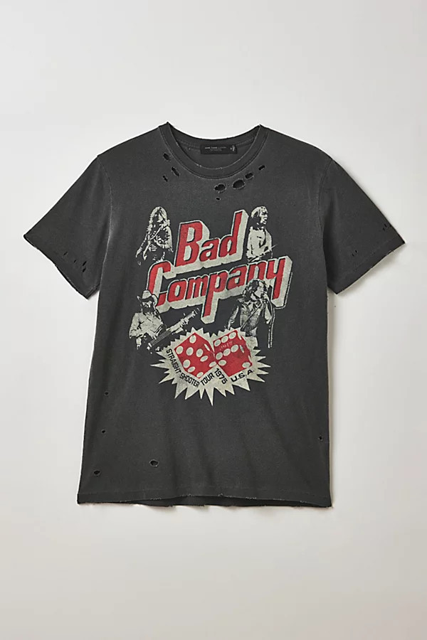 Bad Company Tour Graphic Distressed Tee in Washed Black, Men's at Urban Outfitters | Urban Outfitters (US and RoW)