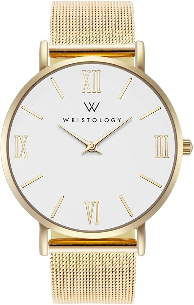 Stella Womens Watch Roman Numerals Gold Boyfriend Ladies Metal Mesh Strap Band | Amazon (US)