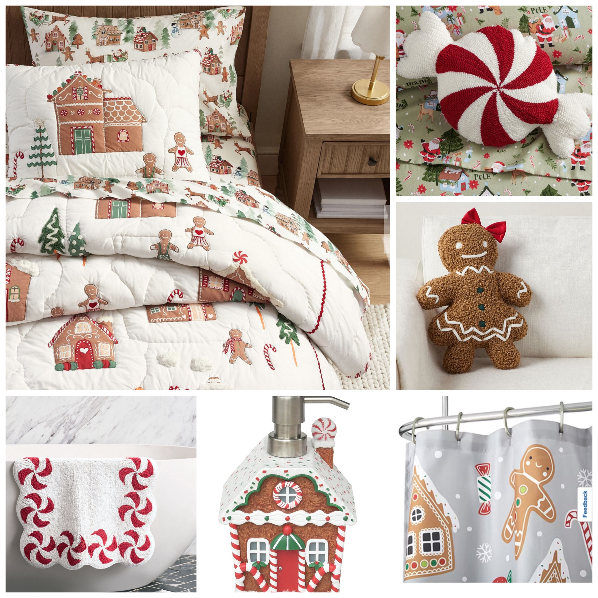 Gingerbread + Peppermint bed and bathroom decor for a festive Christmas room for kids. 

#LTKFamily #LTKHoliday #LTKKids