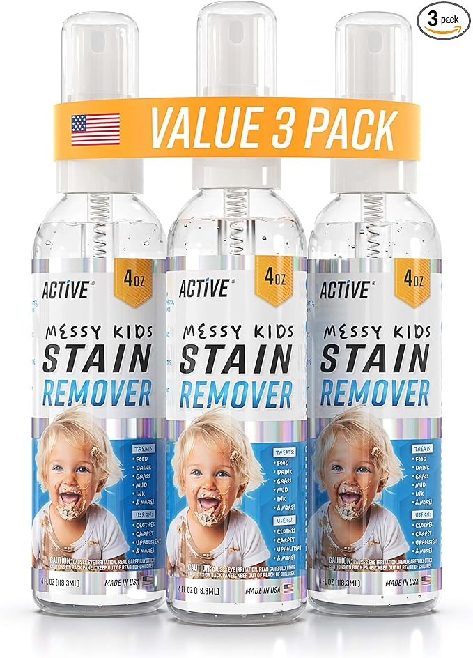 Messy Kids Stain Remover Spray - 3 Pack 4oz Laundry Spot Cleaner, Natural Stain Treater Spray for... | Amazon (US)