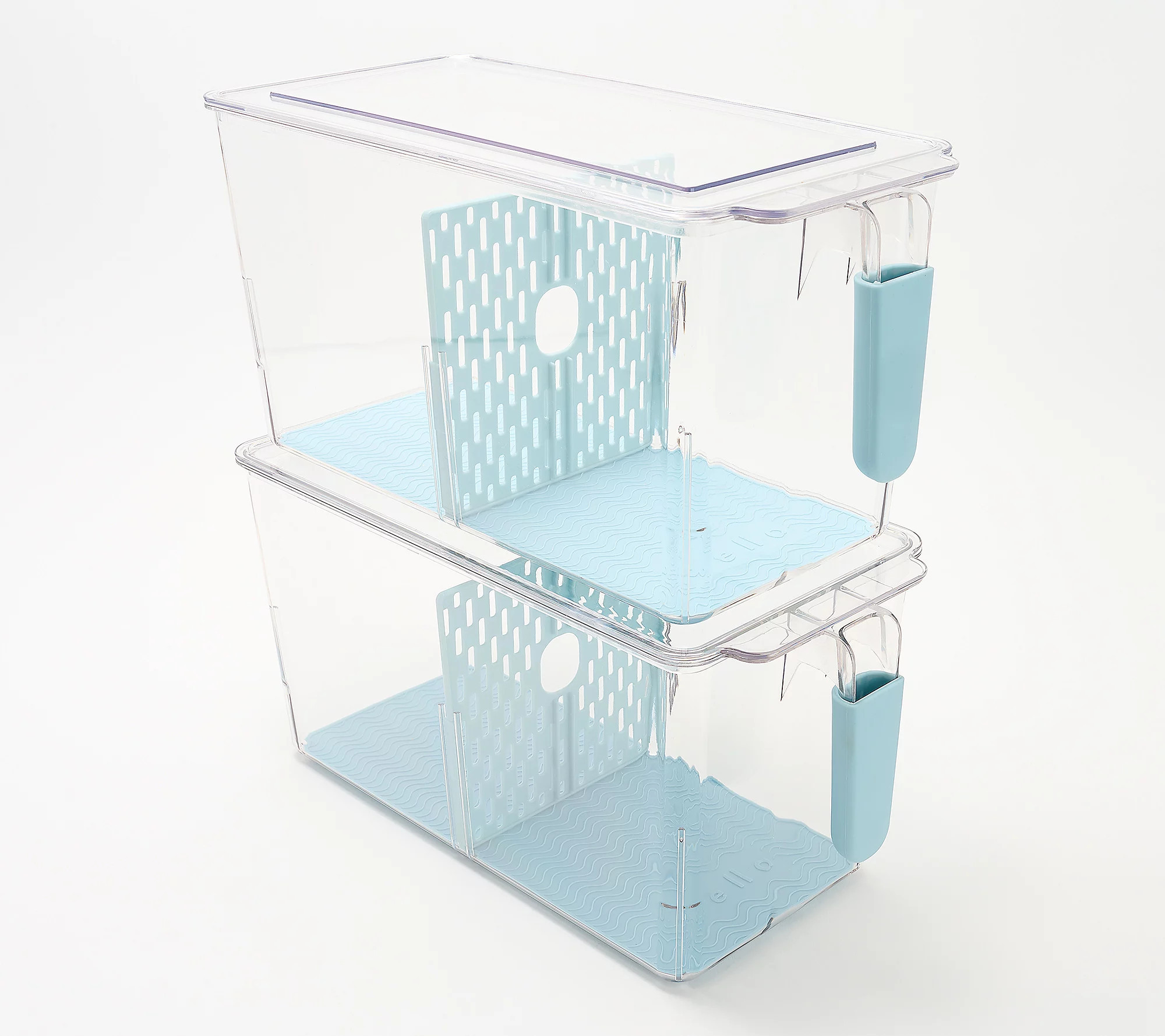 Cella S/2 Stackable Organizing Bins w/ Divider Lids & Handles | QVC