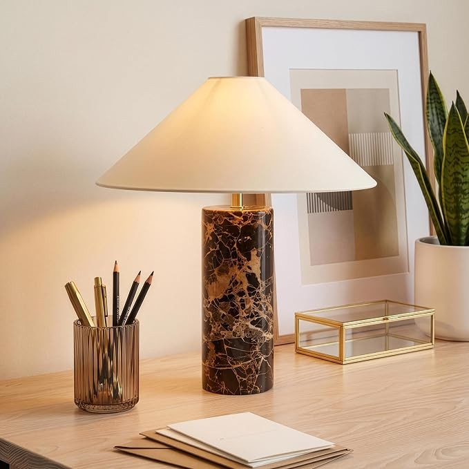 Brightech Runo LED Table Lamp - 14” Modern Stone Table Lamp for Bedside - Decorative Dimmable D... | Amazon (US)