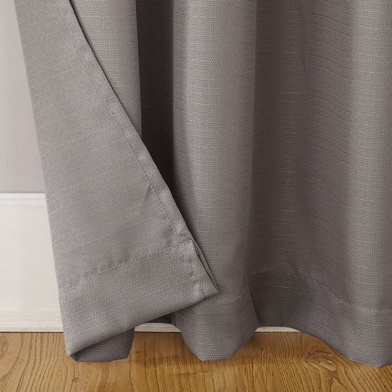 Mainstays Lauren Semi Sheer Textured Solid Rod Pocket Curtain, Single Panel, Gray, 38" W x 95"L | Walmart (US)