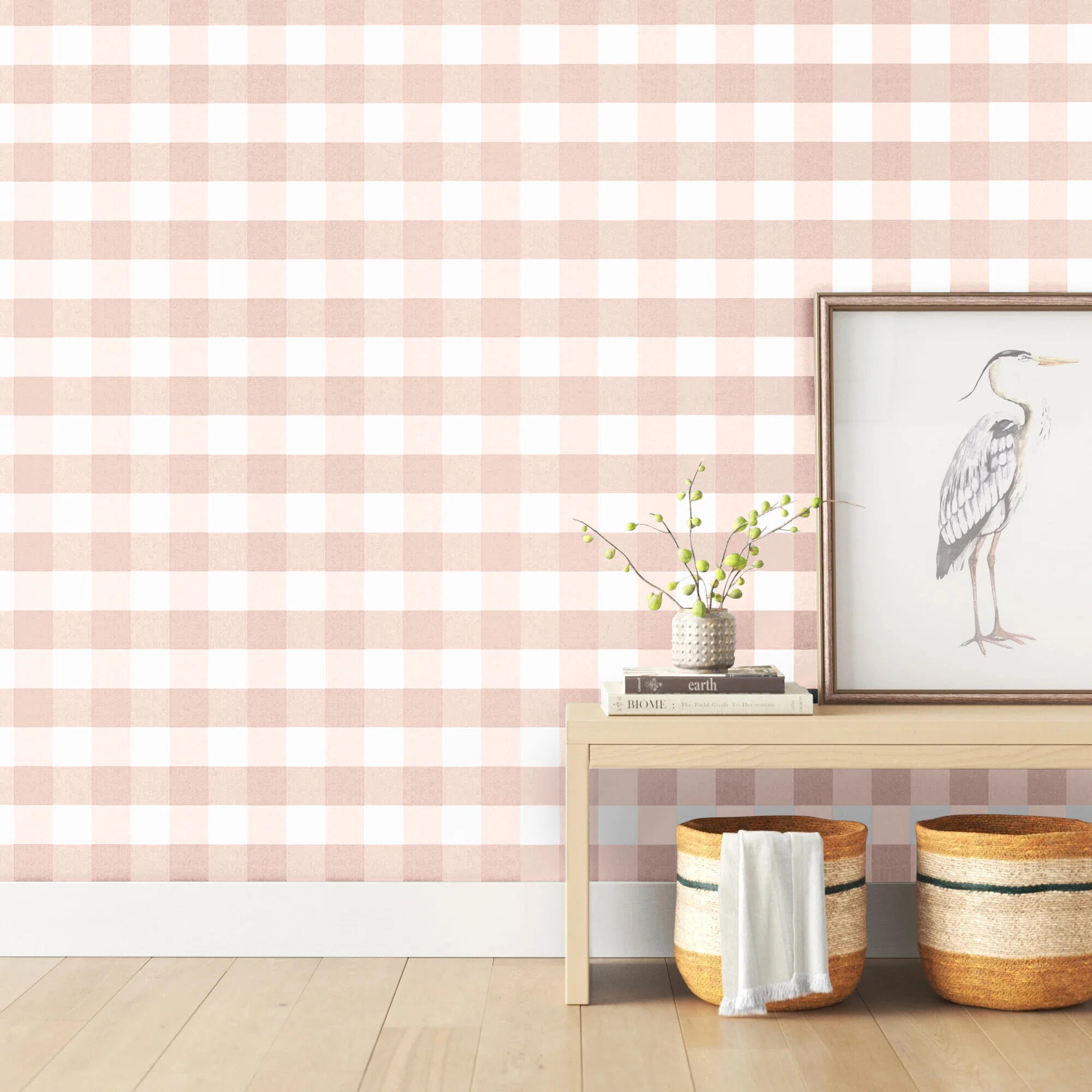 Beachcrest Home™ Bannruod Gingham 33' L x 20.5" W Textured Wallpaper Roll & Reviews | Wayfair | Wayfair North America