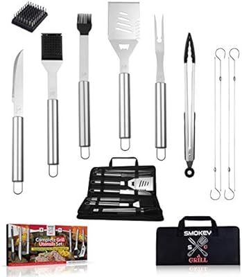 SMOKEY GRILL Accessories Tools Set - Premium Heavy Duty Grill Set, Extra Thick Stainless Steel Gr... | Amazon (US)