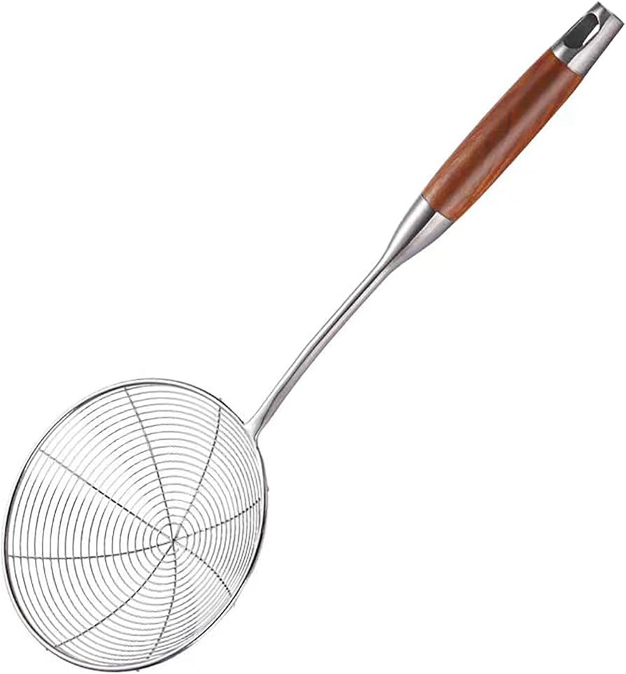 Zmeni Spider Strainer Spoon with Wooden Handle - High-End Stainless Steel Skimmer Ladle for Fryin... | Amazon (US)
