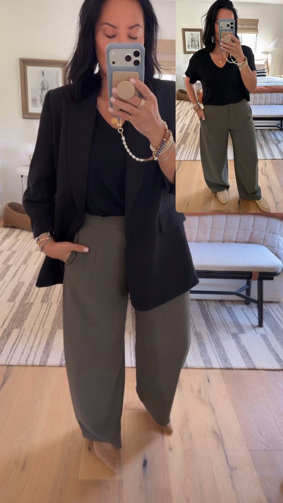 Top and blazer size medium, pants size 8 (they fit tts), shoes fit tts (I’m a 9.5/10 and did a 9.5 in the kitten heels and a size 10 in the Gucci loafers). 

#LTKWorkwear #LTKOver40