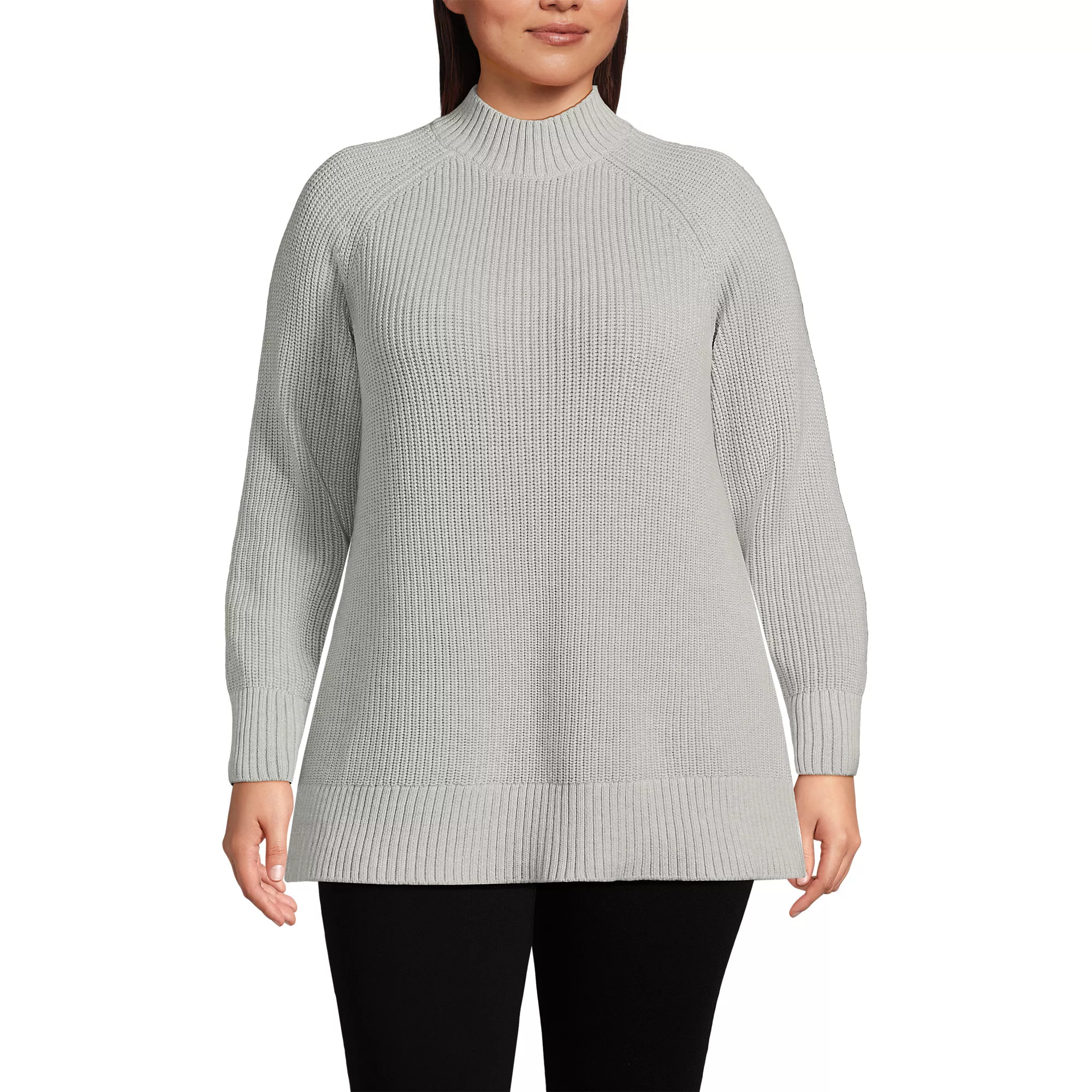 Women's Plus Size Drifter Shaker Easy Fit Mock Neck Tunic Sweater | Lands' End (US)