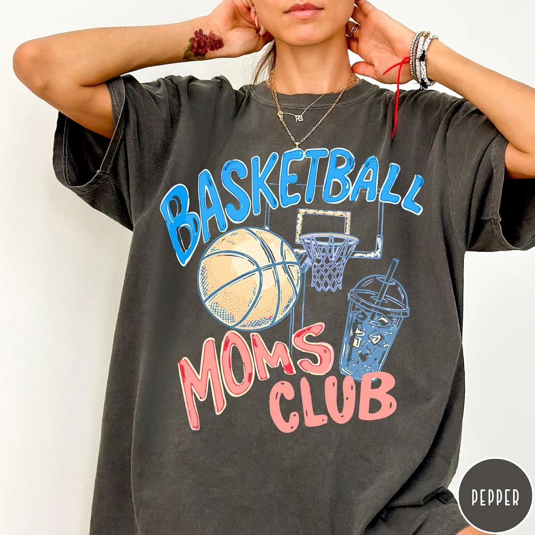 Basketball Moms Club Comfort Colors® T-Shirt, Gameday Doodle Basketball Tee, Trendy Women's Bask... | Etsy (US)
