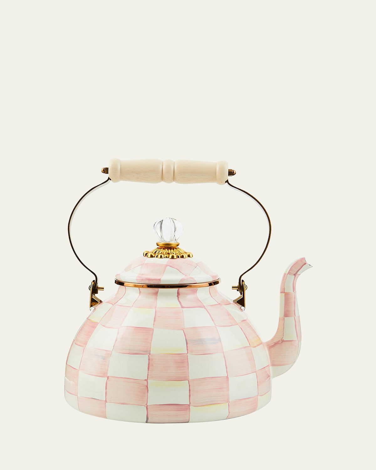 Rosy Check Enamel Tea Kettle, 3qt. | Bergdorf Goodman