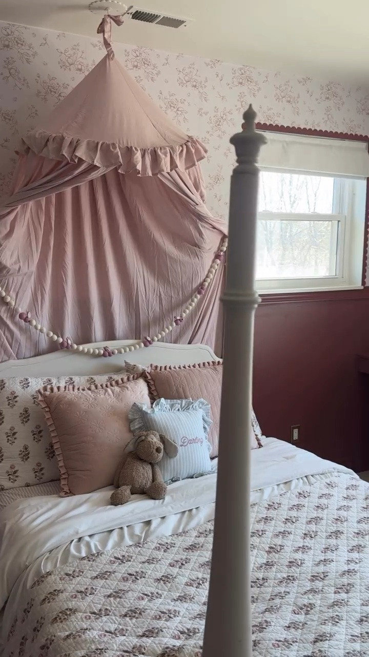This is your sign to add the whimsy! Follow @ourmountainsidehome_1 + Comment TRIM for the link for the scallop trim! It’s such a fun and affordable way to add character to any space! I also added it to Bella’s dresser 😍. Built ins, girls bedroom, cottage core bedroom, whimsical design, scallop trim.  #girlsbedroom #cottagecoreaesthetic #builtins #windowseat #diy