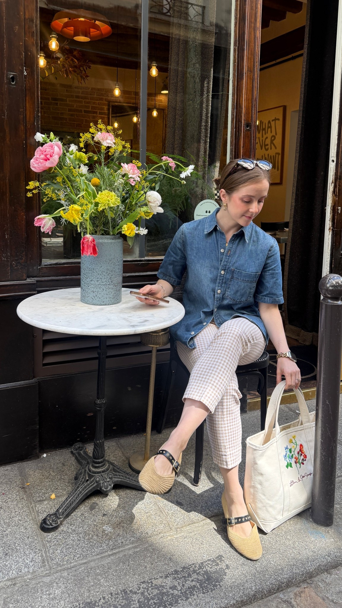 Paris ootd gingham pants 0 petite
2xs button down denim shirt 


#LTKSaleAlert #LTKPetite #LTKootd