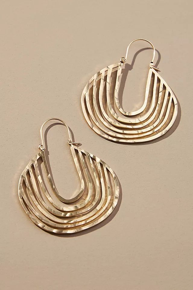 Hammered Curved Hoop Earrings | Anthropologie (US)