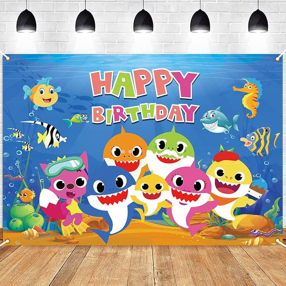 Baby Shark Backdrop for Birthday Party Supplies (7x5 feet) Blue Cartoon Whale Ocean Photo Backgro... | Amazon (US)