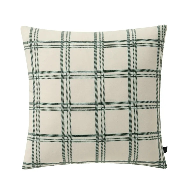 My Texas House 18" x 18" Green Windowpane Plaid Cotton Decorative Pillow Cover | Walmart (US)