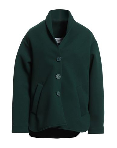 Virna Drò Woman Coat Dark green Size 4 Polyester, Polyurethane, Elastane | YOOX (US)