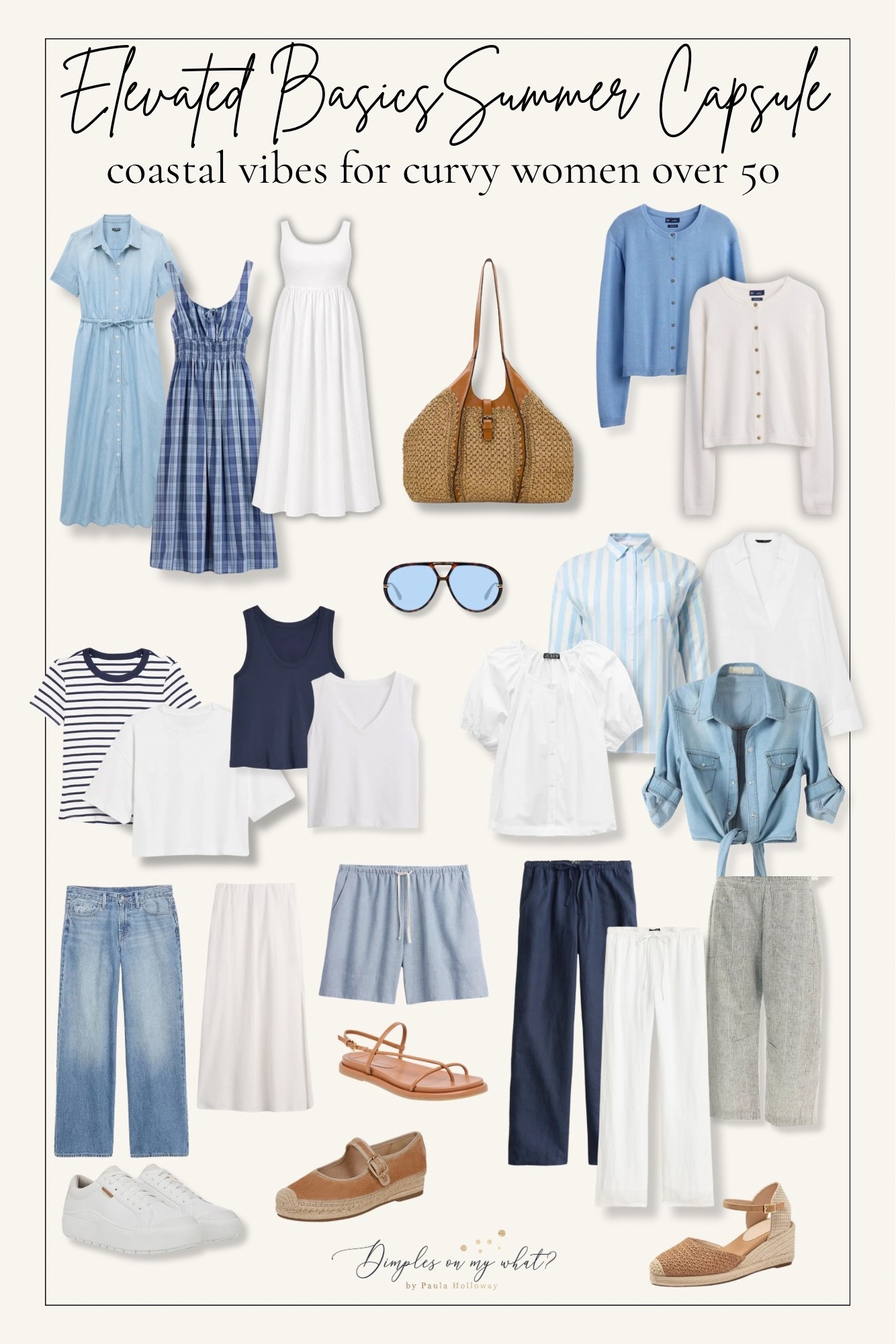 Coastal summer capsule wardrobe idea for curvy women over 50. 

 #LTKMidsize #LTKPlusSize #LTKSeasonal