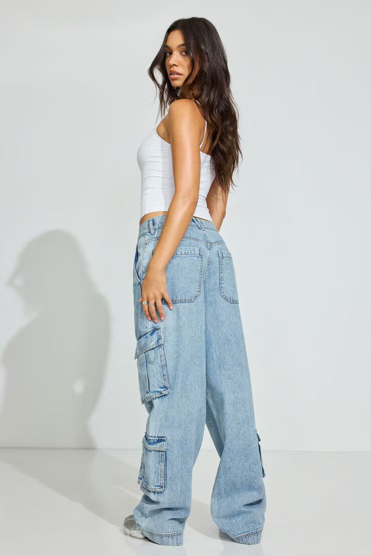 Low Rise Baggy Cargo Jeans | Garage Clothing