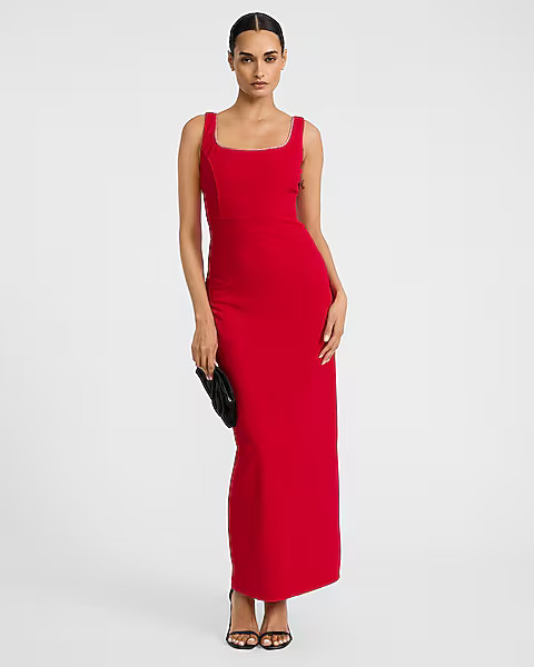 Embellished Square Neck Sleeveless Maxi Dress | Express