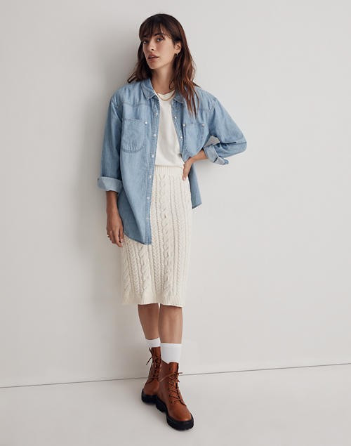 Cable-Knit Midi Sweater Skirt | Madewell