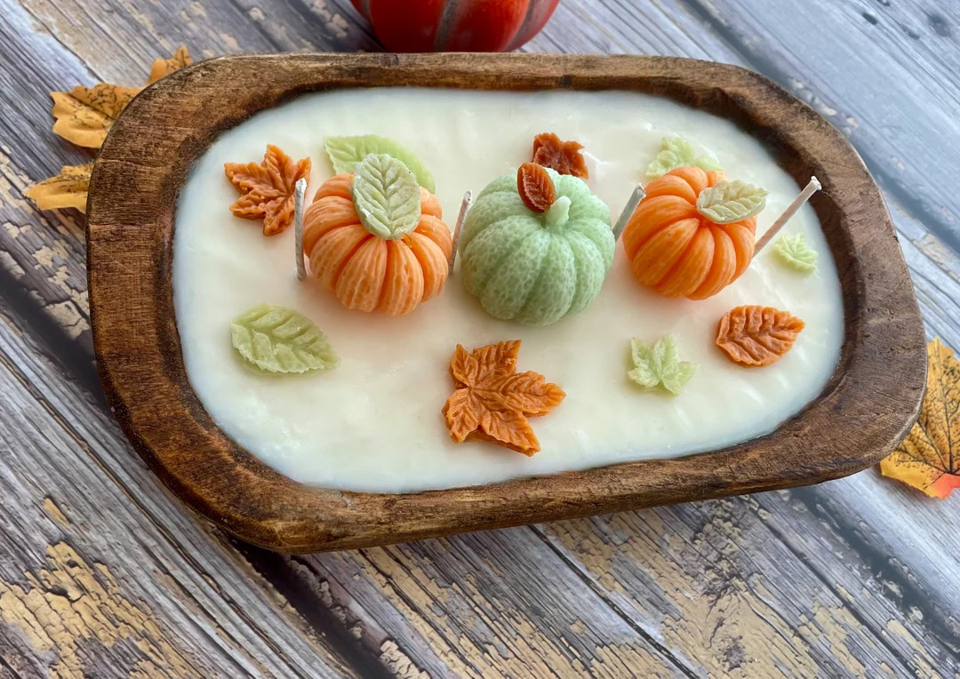 Pumpkins & Leaves Dough Bowl Candle, Over 50 Scents to Choose From - Etsy | Etsy (US)