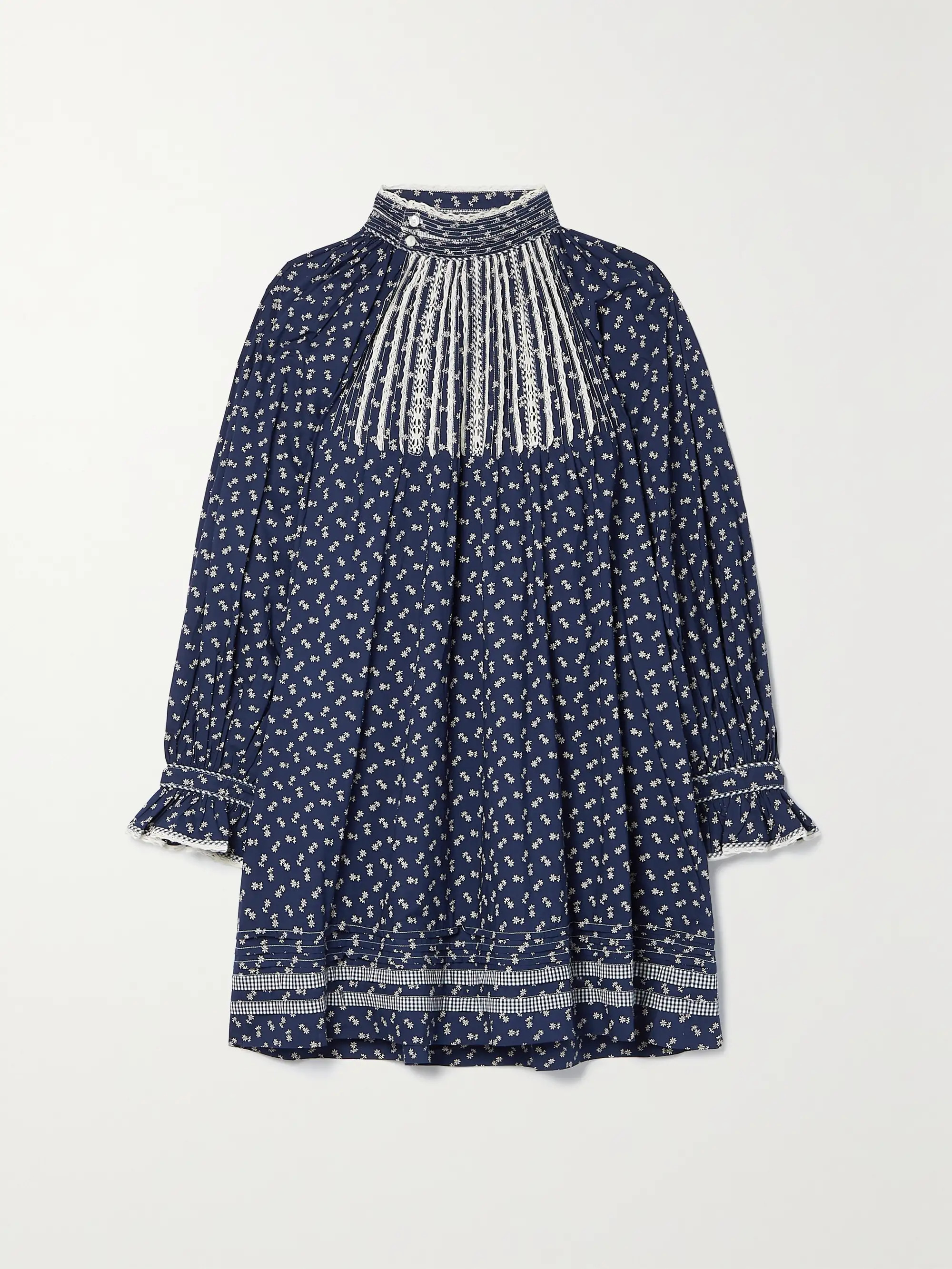 Beatrice crochet lace-trimmed floral-print organic cotton-poplin mini dress | NET-A-PORTER (US)