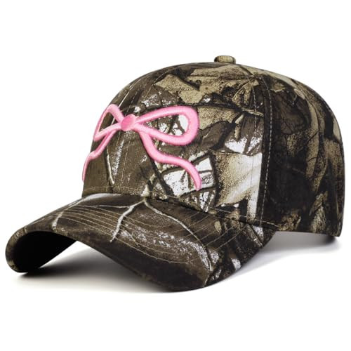 SPKTCHEN Camo Hats, Camo Hat with Bow Embroidery Camouflage Hat for Women, Camo Cap Camo Trucker Hats for Women, Pink | Amazon (US)