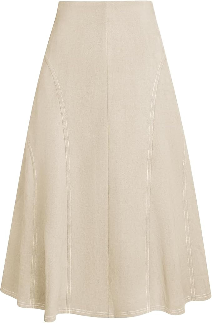 Kate Kasin Women's Suede Midi Skirt 2024 Fall Winter High Waist A Line Skirt | Amazon (US)