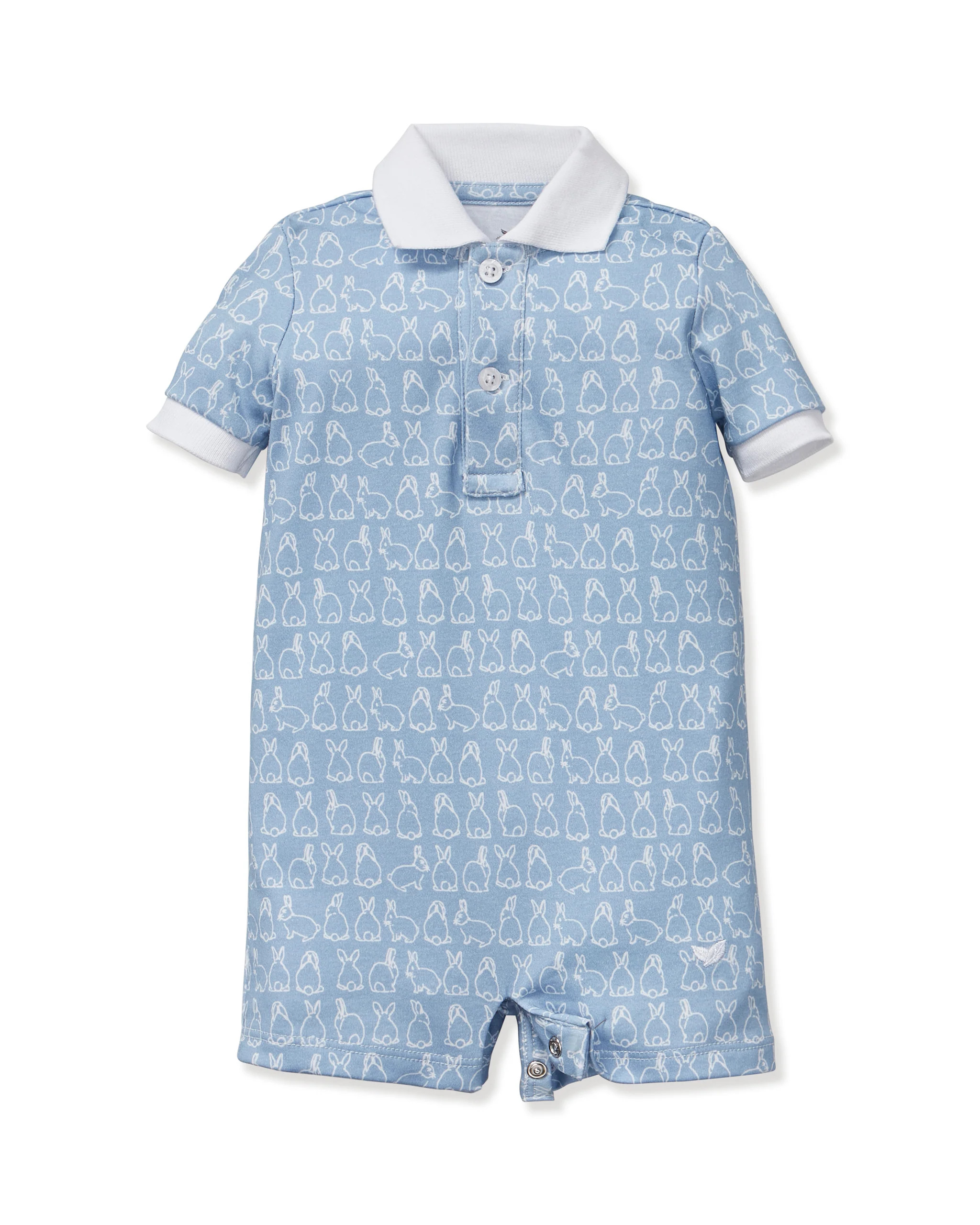 Baby's Pima Louis Play Romper in Hoppy Days Blue | Petite Plume