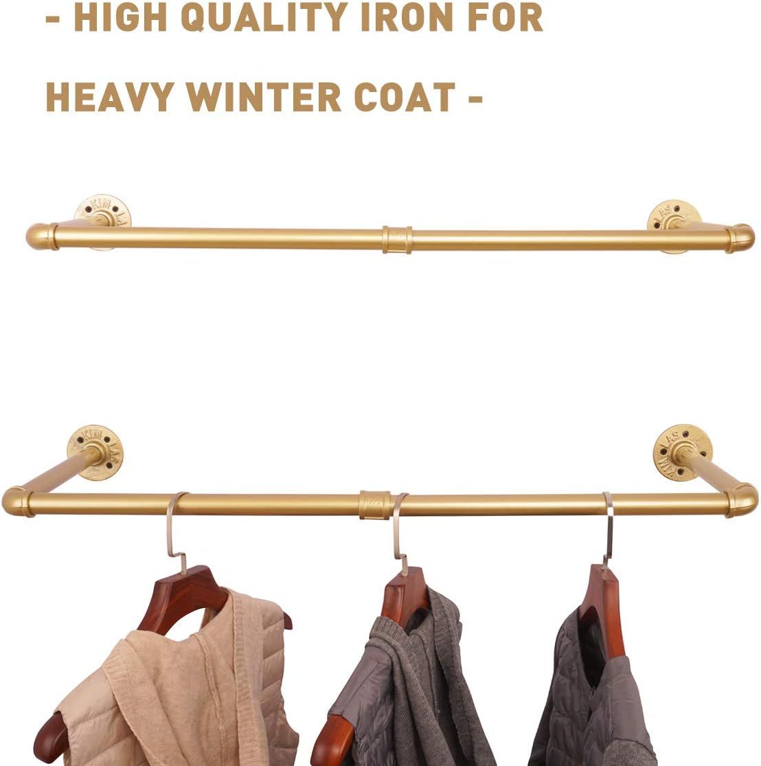 AddGrace Industrial Iron Pipe Clothing Garment Rack Wall Mounted Closet Rod Retail Display Rack C... | Amazon (US)