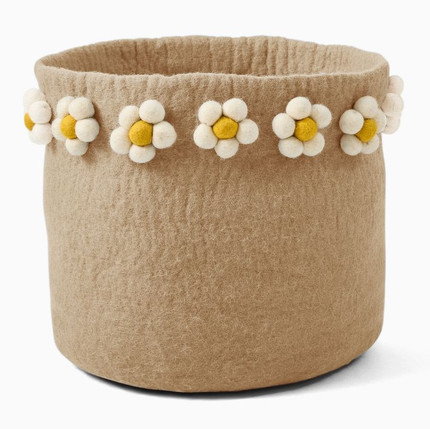 Handcrafted Felt Daisy Bin