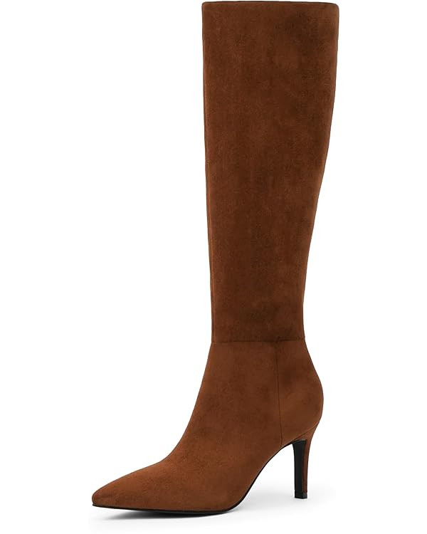 Knee High Boots Women Pointed Toe Tall Boots 3 In Stiletto High Heel Long Boots Side Zipper Dress... | Amazon (US)