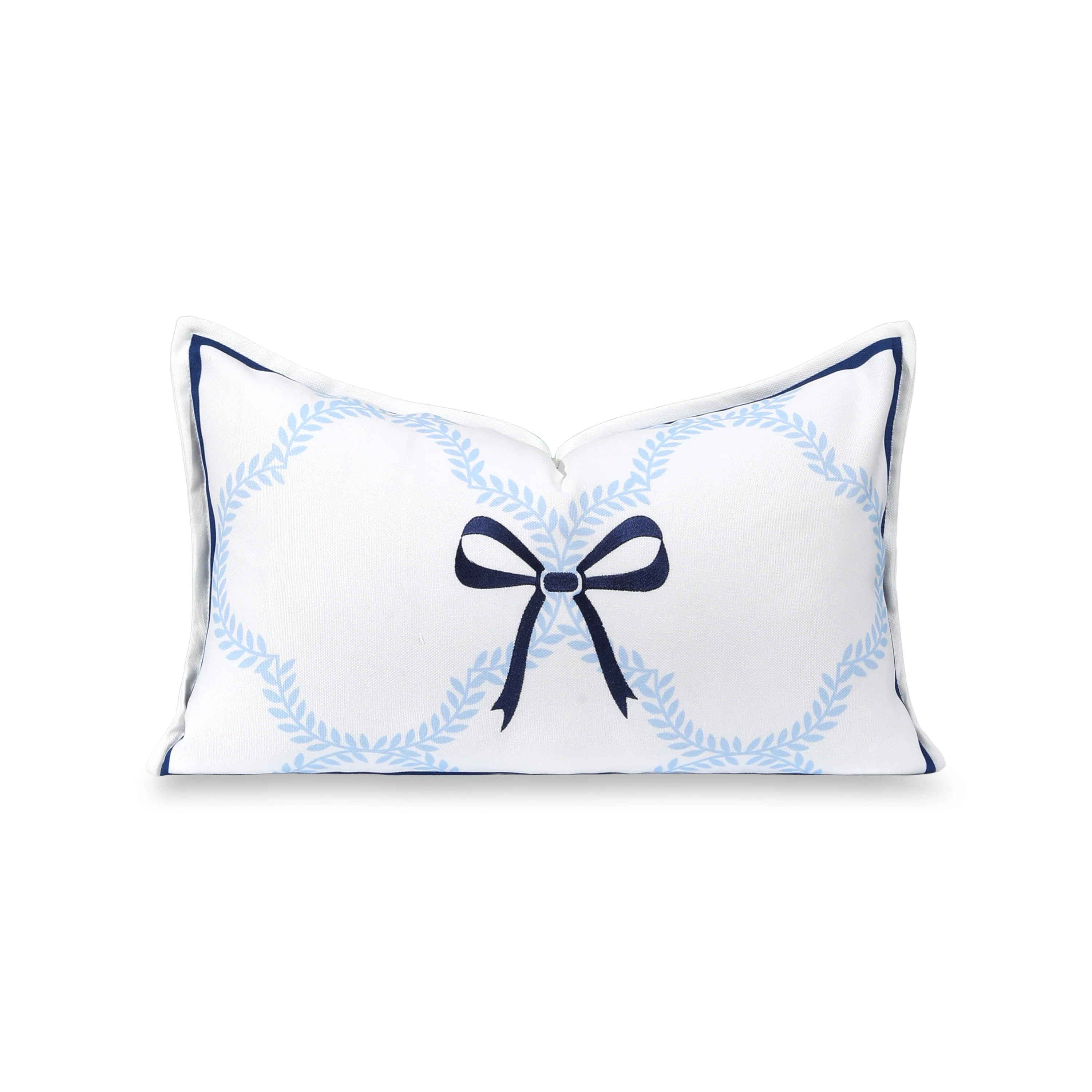 Wreathia, Indoor/Outdoor Blue Lumbar Pillow Cover, with Flanged Border, 12 | Hofdeco