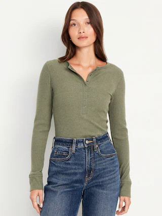 Fitted Plush Henley T-Shirt | Old Navy (CA)