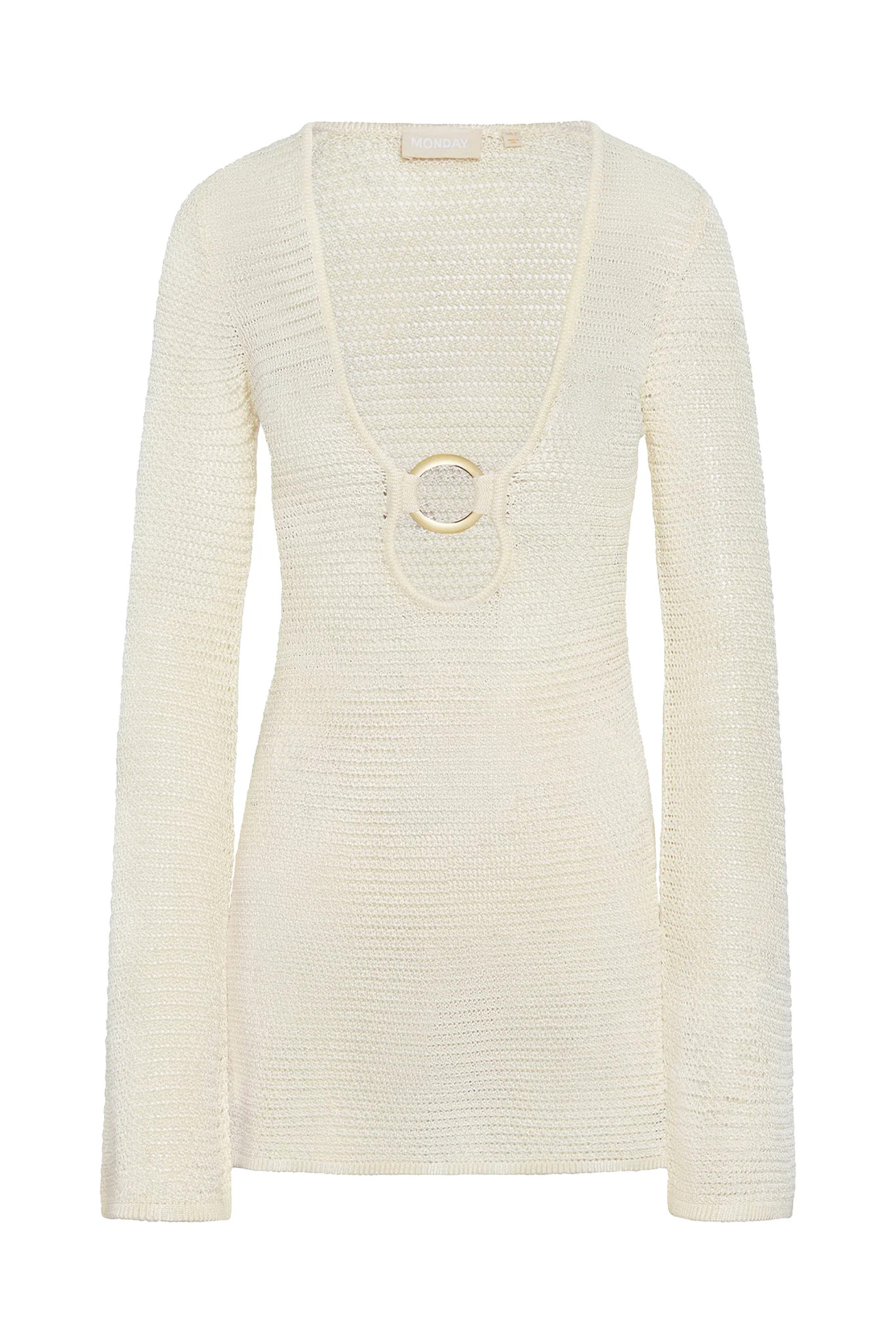 Montego Mini Dress - Ivory Shiny Treble Knit | Monday Swimwear