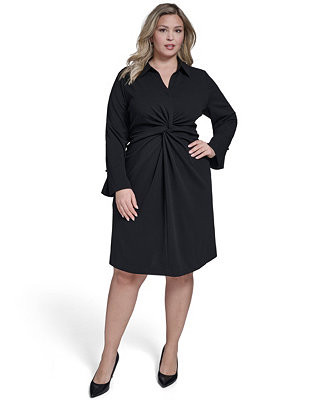 Calvin Klein Plus Size Twist Design Shirt Dress - Macy's | Macy's