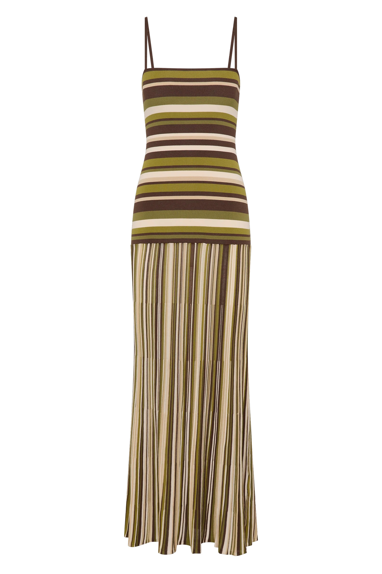 Essenia Knit Dress Espresso Pine Stripe | Faithfull (AU)