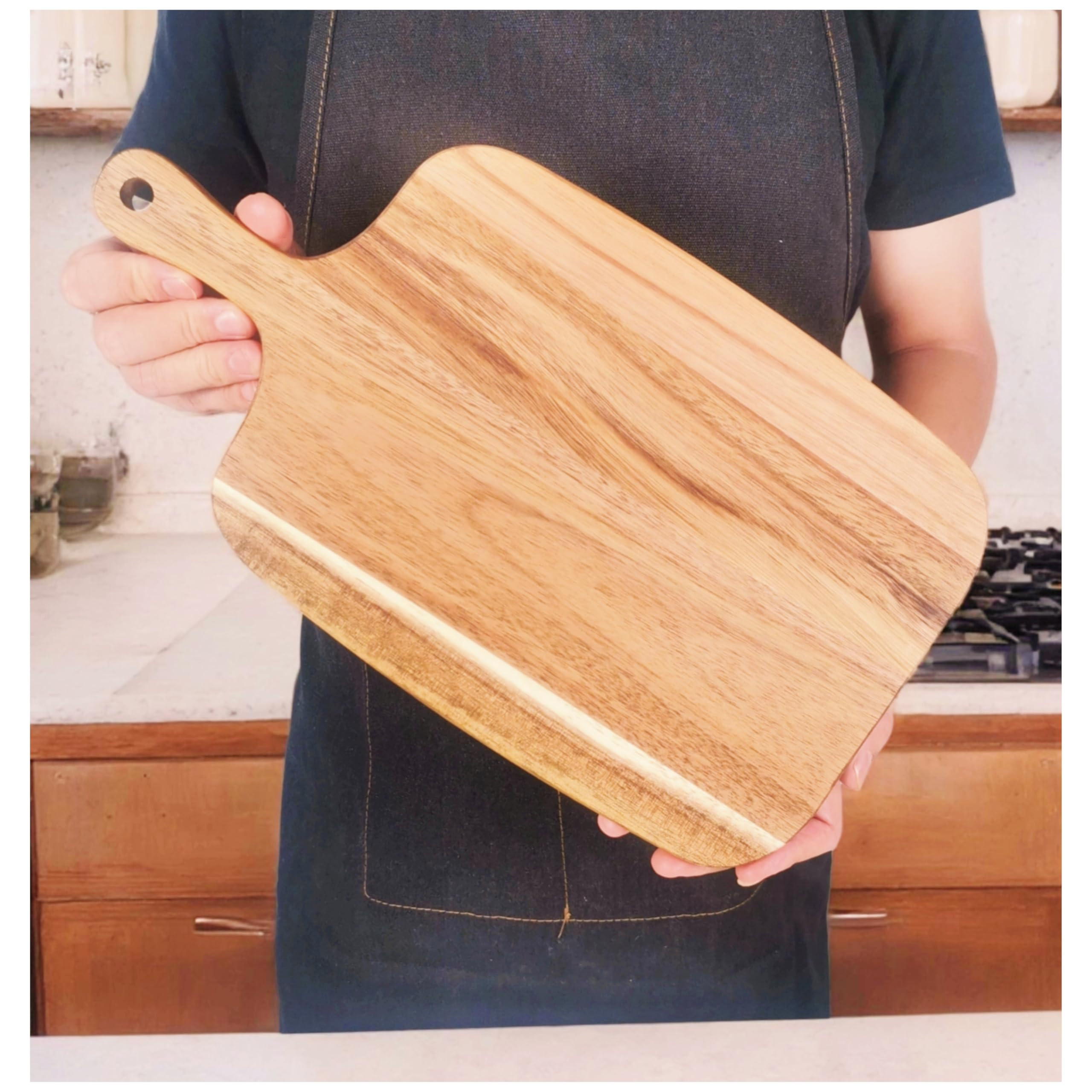 Small Acacia Wood Cutting Board for Kitchen (14'' x 8''), Wooden Cutting Board with Handle, Charc... | Amazon (US)