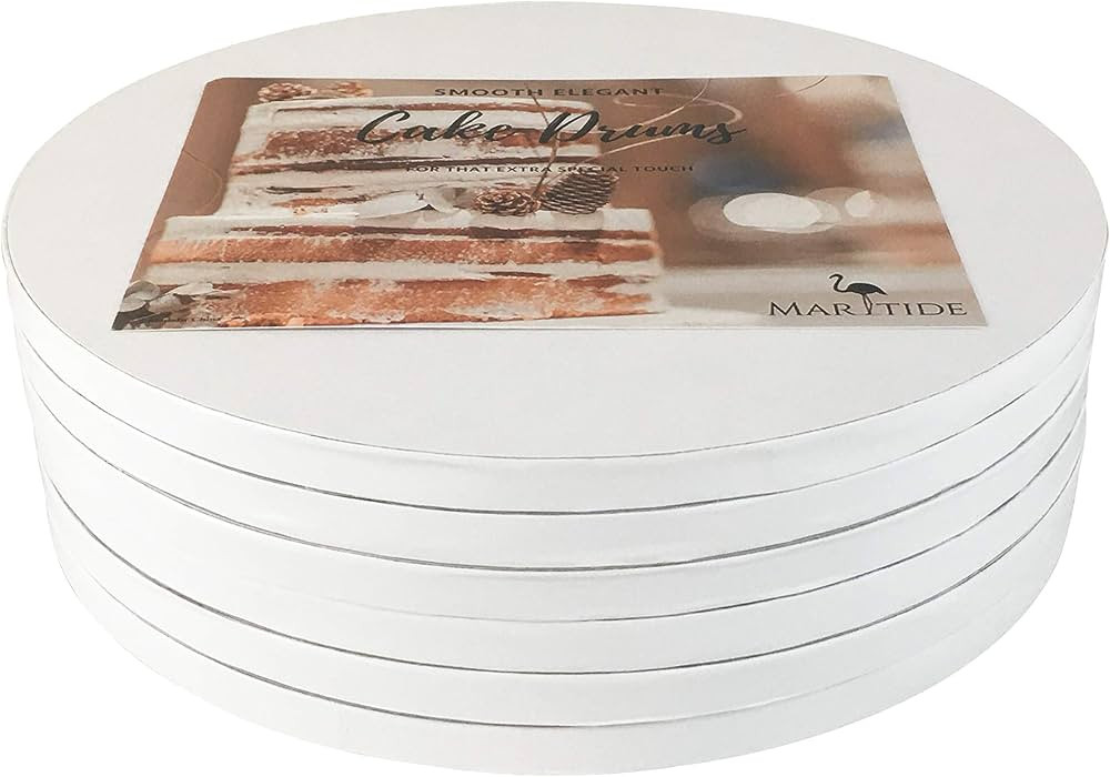 12 Inch Cake Board Drums Round, 6-Pack, White, Sturdy 1/2" Thick for Heavy Or Multi-Tiered Cakes | Amazon (US)
