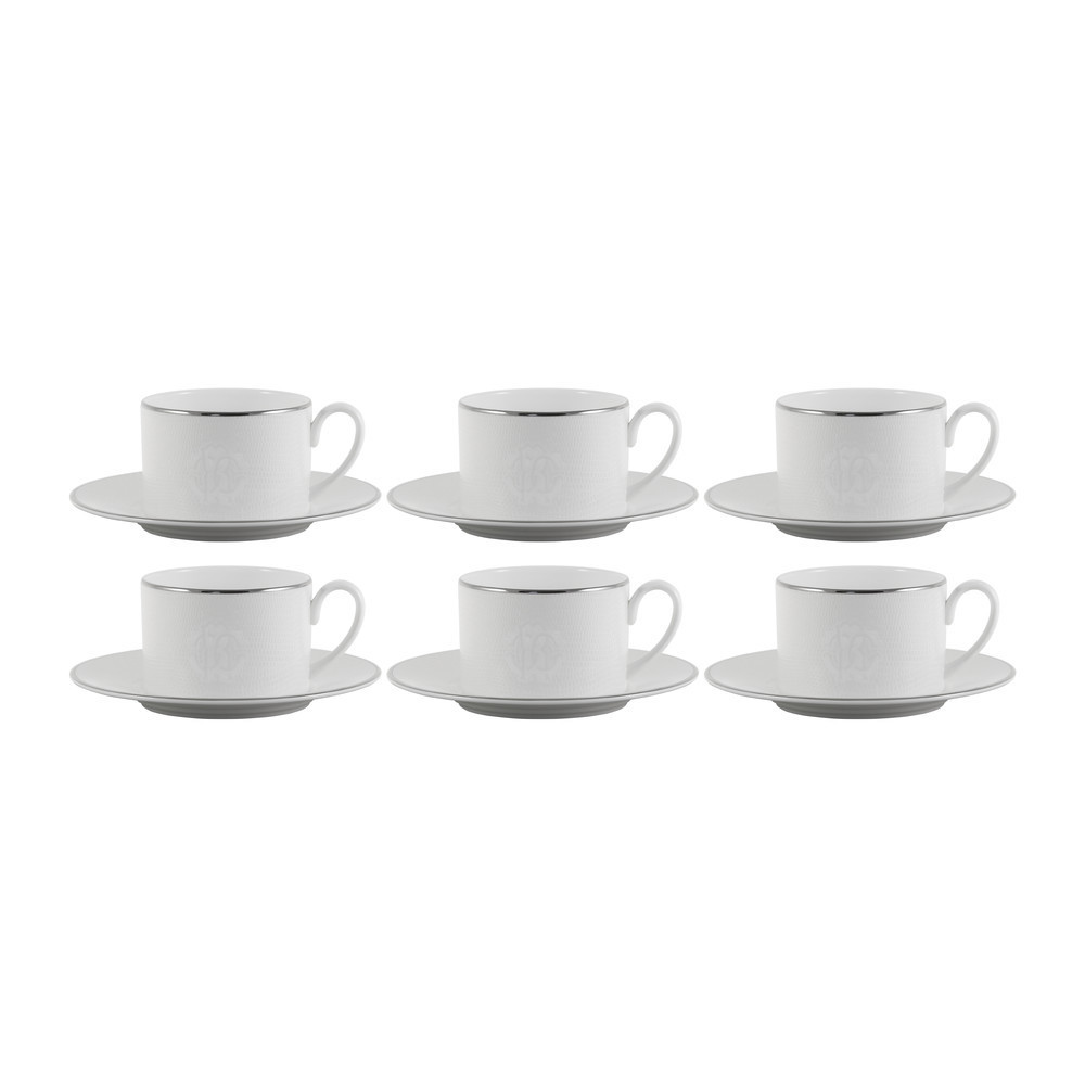 Lizzard Teacups & Saucers - Set of 6 - Platinum | Amara (UK)