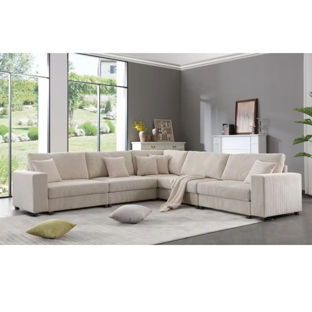 Highland Oversized Modular Sectional Sofa Set,Corduroy Deep Seat Comfy Sofa - 146.5" x 33.5" x 37... | Walmart (US)