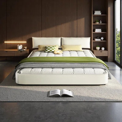 King Size Cloud Platform Bed With Padded Headboard, Chenille Upholstered Bed Frame With Round Corners, 1000lb Capacity Metal & Wood Support | Wayfair North America