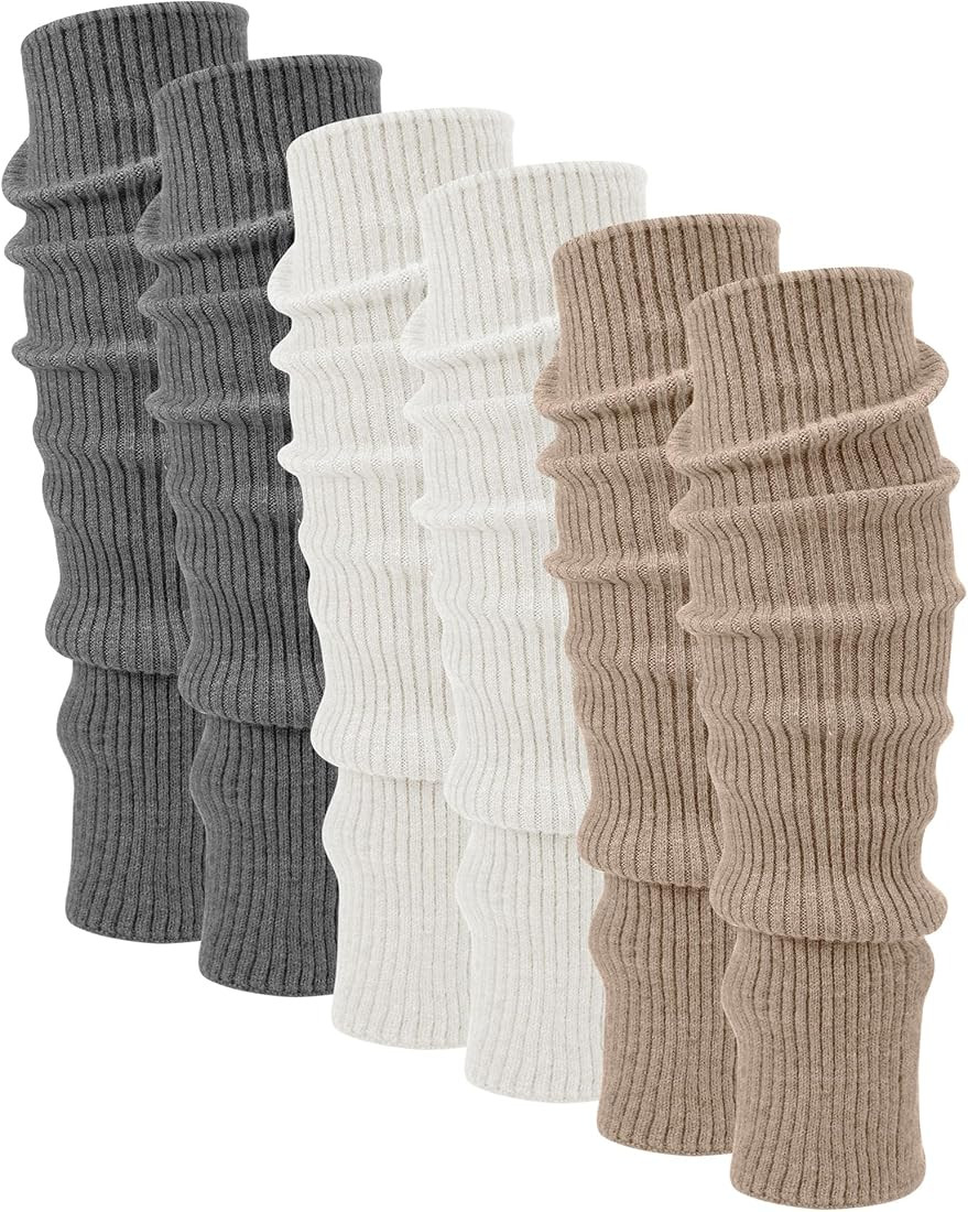 Shihanee 3 Pairs Cashmere Leg Warmers Women Soft Leg Warmer Wool Winter Warm Stockings Knit Long ... | Amazon (US)