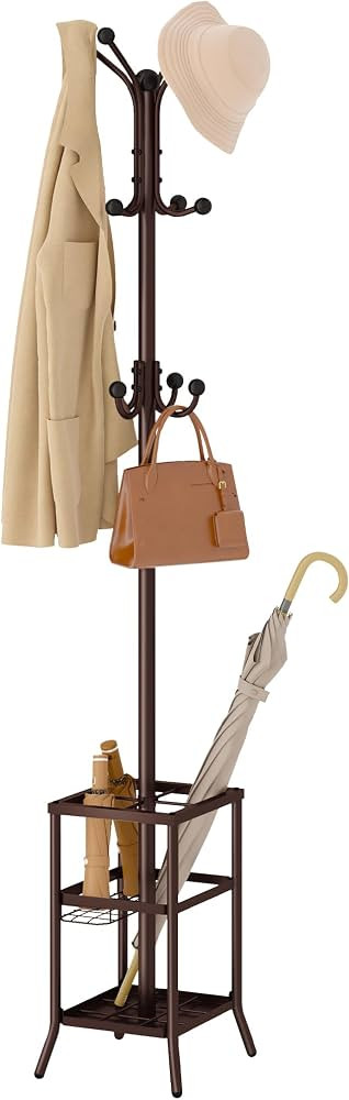 FAVOOSTY Coat Rack Freestanding,Coat Rack Stand with Umbrella Holder,Metal Coat Tree with 12 Hook... | Amazon (US)