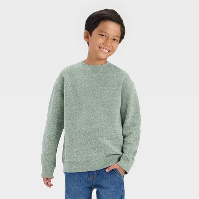 Boys' Solid Pullover Sweatshirt - Cat & Jack™ Green XL | Target