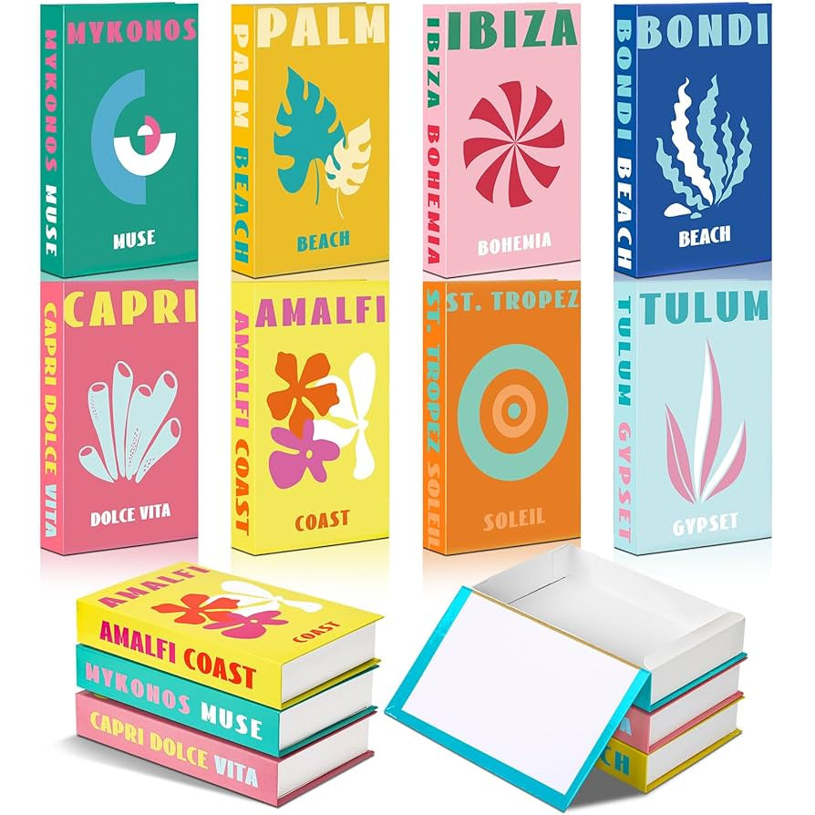 8 Pcs Preppy Room Decor Foldable Fake Decorative Books Set Aesthetic Travel Resort Theme Coffee T... | Amazon (US)